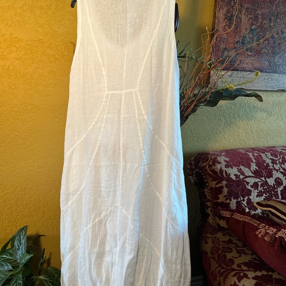 Summer dress, brand “ellamoda”, sleeveless white linen. - Picture 3 of 7